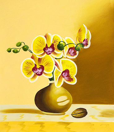 0B 《高贵兰花》 当代油画家 王露露 花卉写实油画